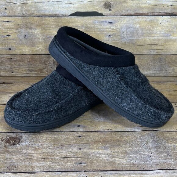 EZ Feet Size 9-10 Mens Faux Suede Slipper Charcoal - Picture 1 of 11